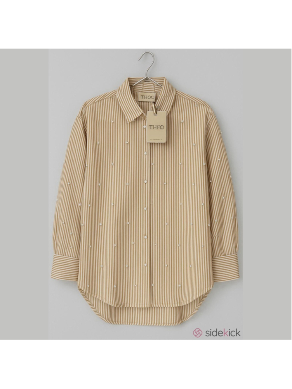 THEO The Label Echo Pearly Shirt. Color is Sand Pearl NWT